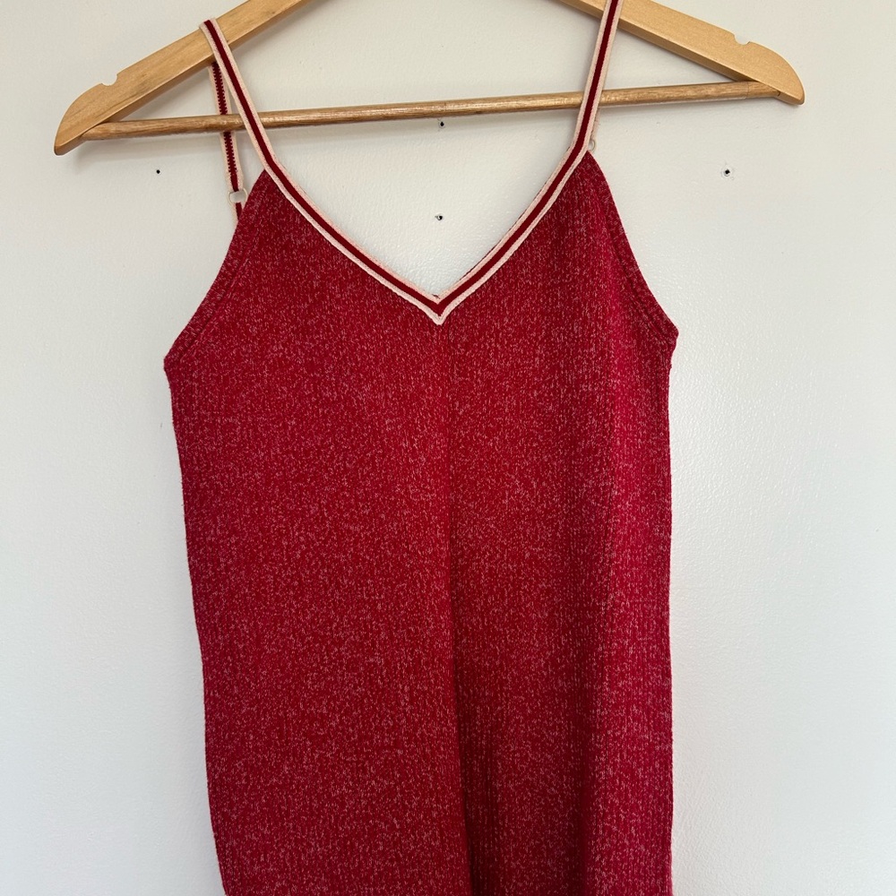 Tommy Hilfiger Red Knit V-Neck Top